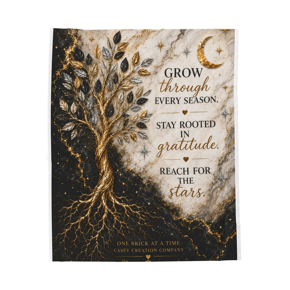 Inspirational Tree of Life Velveteen Plush Blanket – "Grow Through Every Season" Gratitude Throw