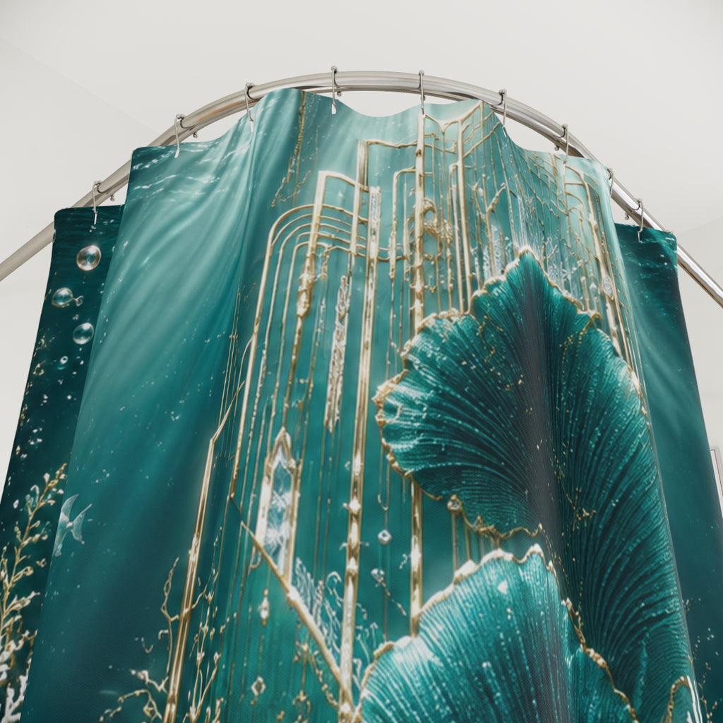 Shower Curtain — Underwater Art Deco Seashell Ocean Bathroom Decor