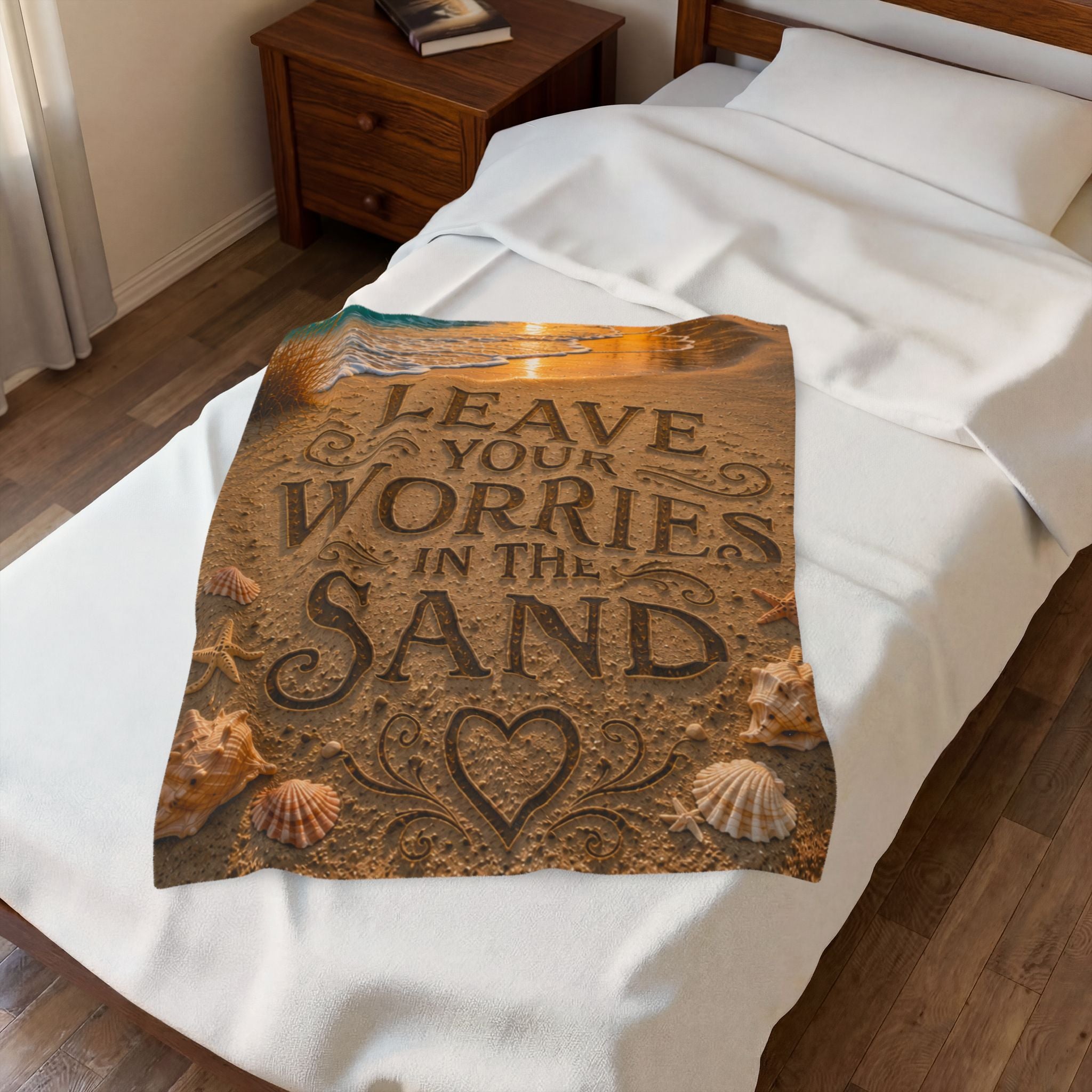 Leave Your Worries In The Sand | Throw Blanket | Coastal Serenity Collection