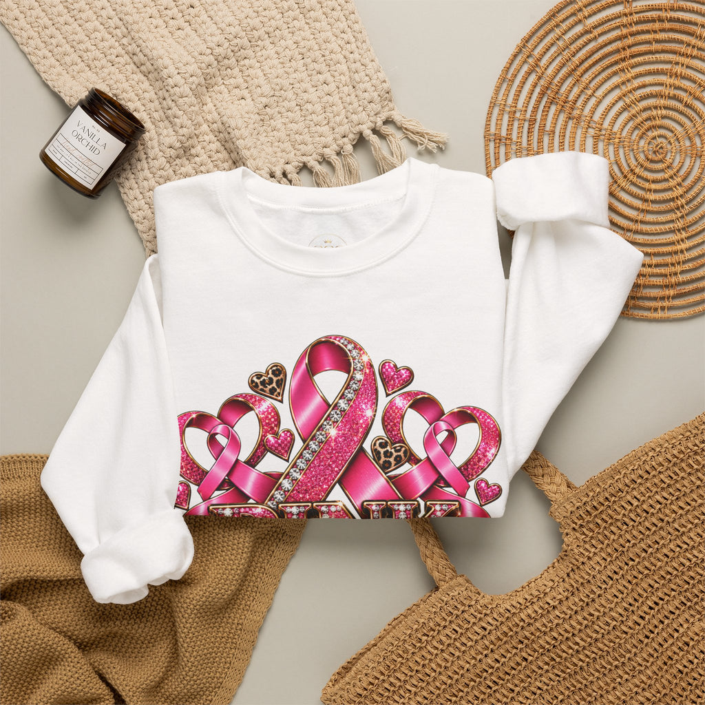 Breast Cancer Awareness Crewneck Sweatshirt — "Pink Together" Ribbon Design