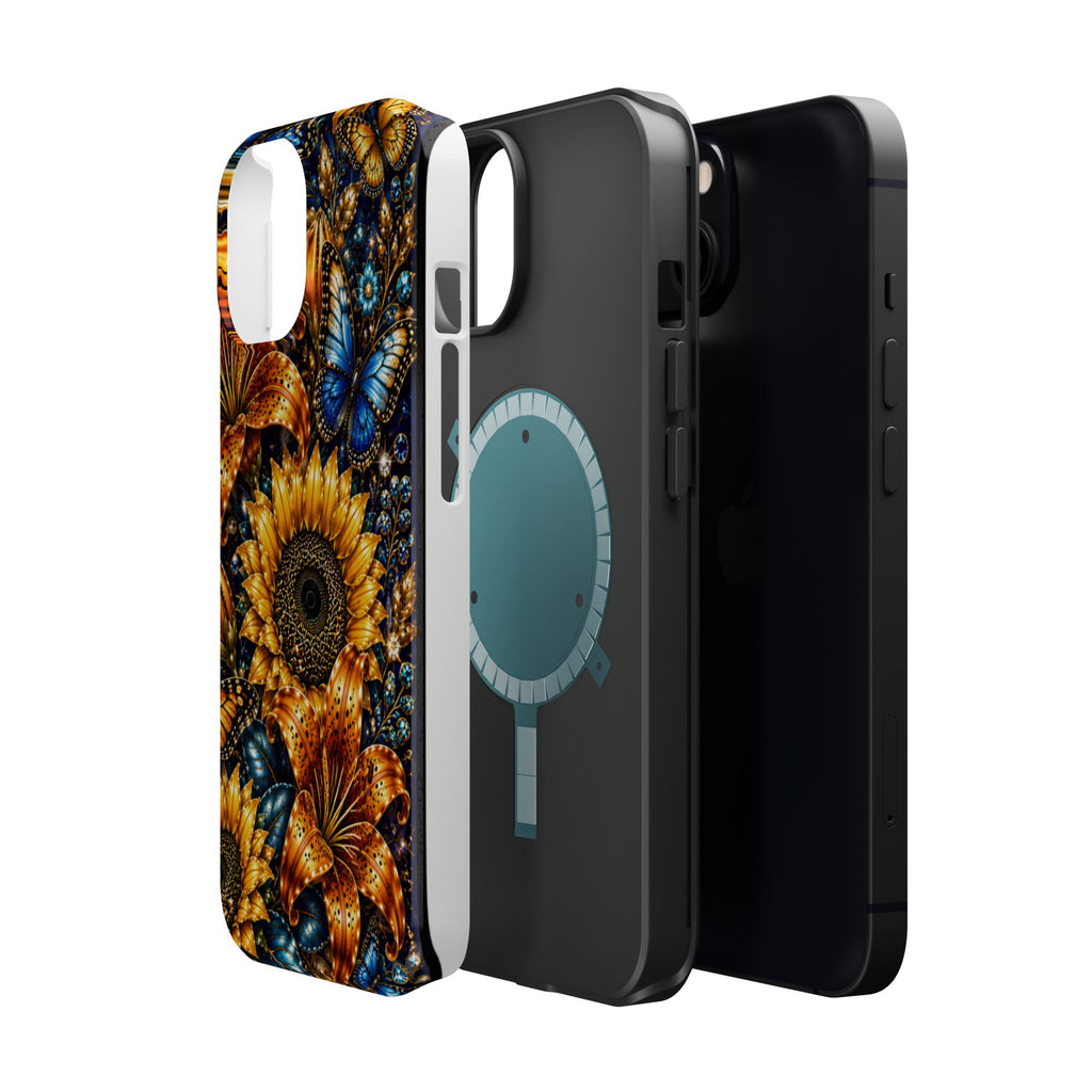 Sunflower & Blue Butterfly Magnetic Impact Phone Case