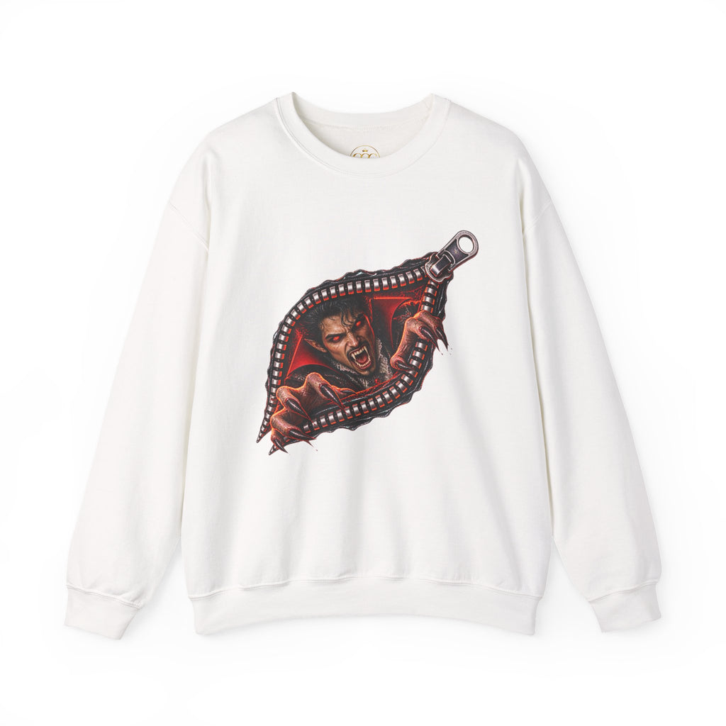 Vampire Zipper Men’s Sweatshirt | Front & Back Halloween Crewneck