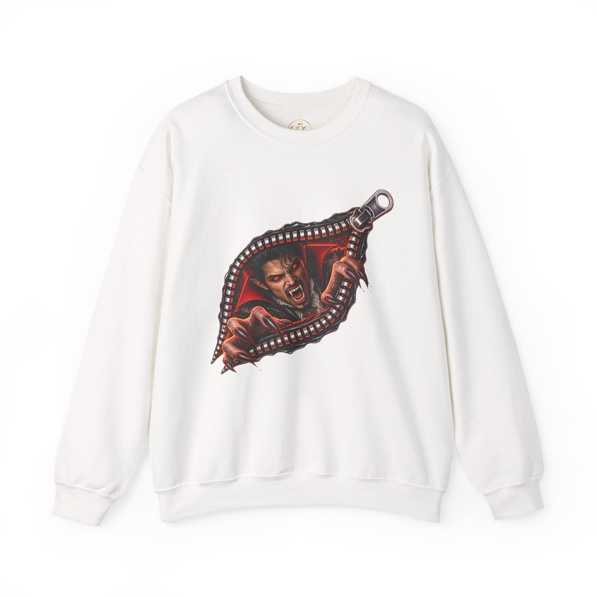 Vampire Zipper Men’s Sweatshirt | Front & Back Halloween Crewneck