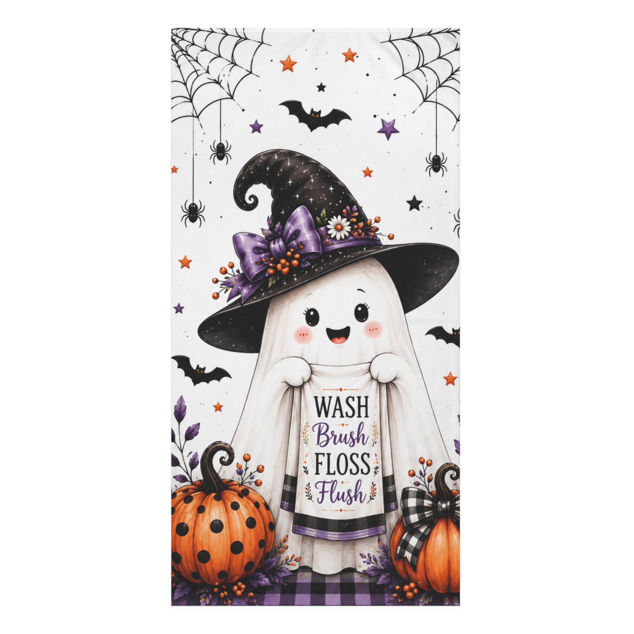 Happy Halloween Ghost Bath Towel | Halloween Bathroom Decor