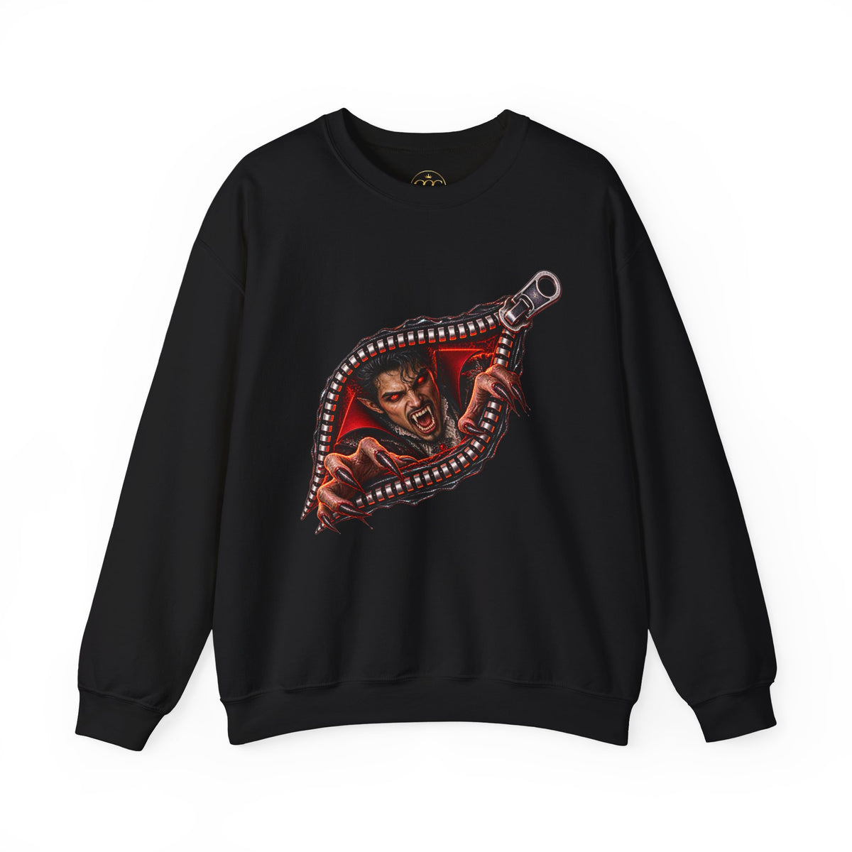 Vampire Zipper Men’s Sweatshirt | Front & Back Halloween Crewneck
