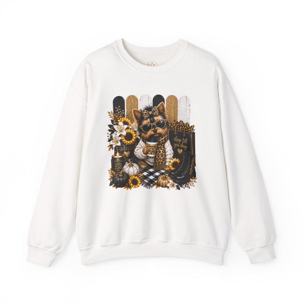 Shop Till You Drop Yorkie Fall Sweatshirt