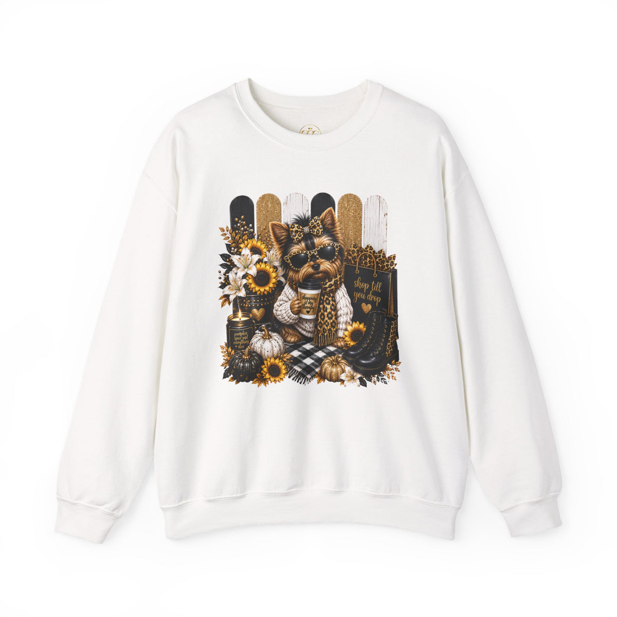 Shop Till You Drop Yorkie Fall Sweatshirt