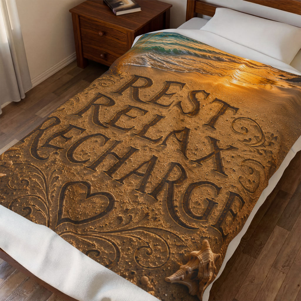 Rest • Relax • Recharge | Throw Blanket | Coastal Serenity Collection