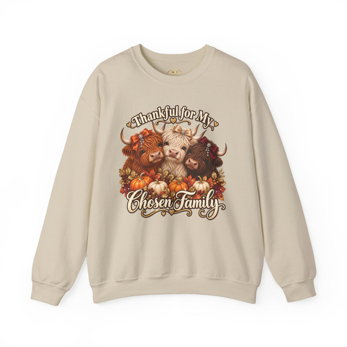 Thankful for My Chosen Family Highland Cow Sweatshirt