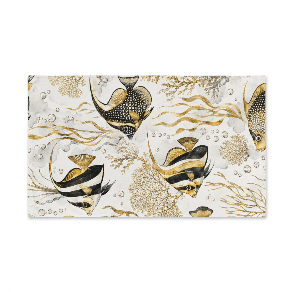 Coastal Gold Angelfish Hand Towel – Nautical Bathroom & Kitchen Decor