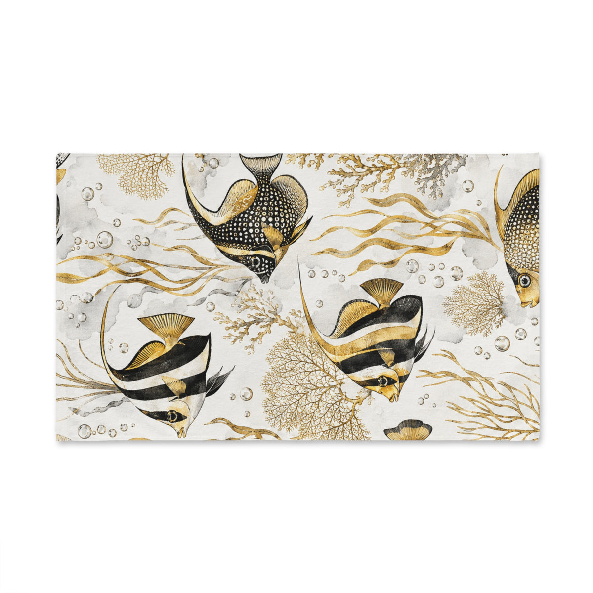Coastal Gold Angelfish Hand Towel – Nautical Bathroom & Kitchen Decor
