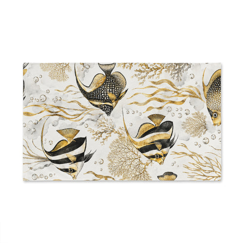 Coastal Gold Angelfish Hand Towel – Nautical Bathroom & Kitchen Decor