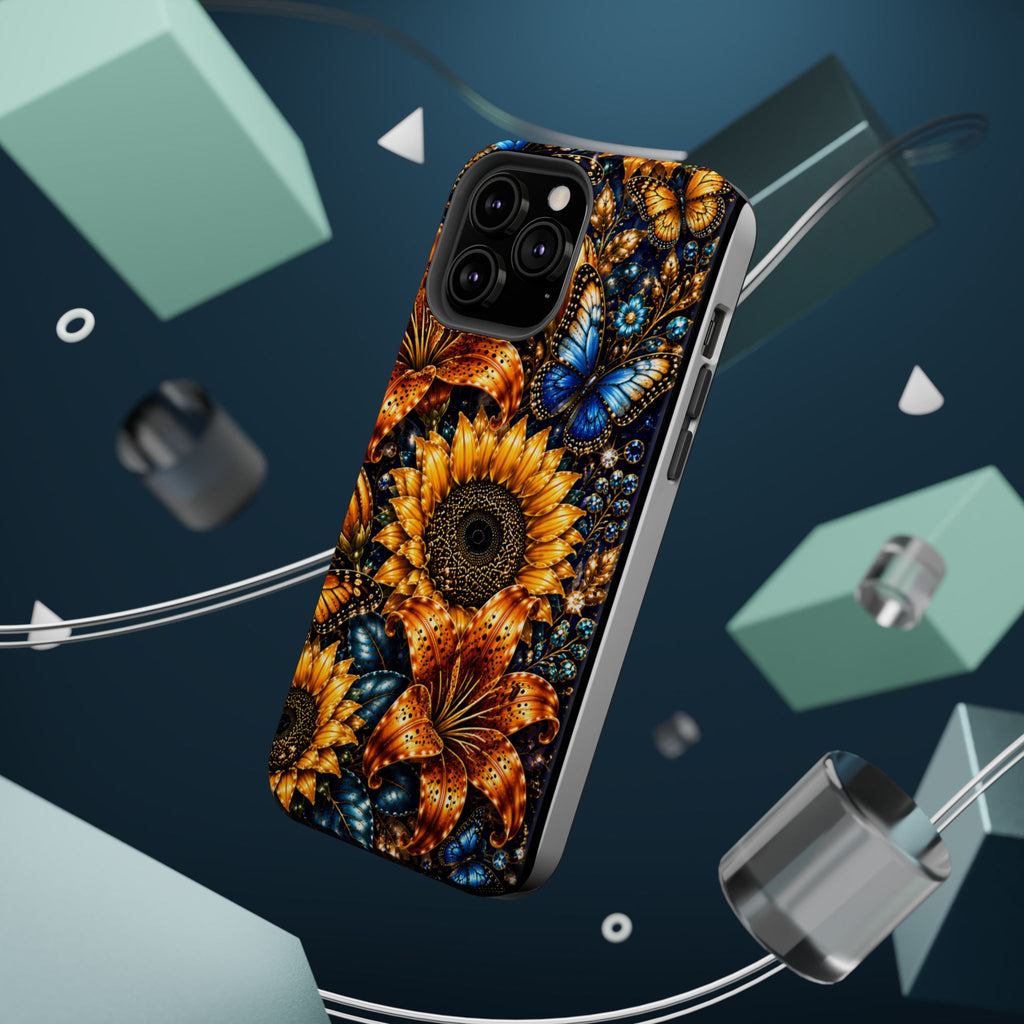 Sunflower & Blue Butterfly Magnetic Impact Phone Case