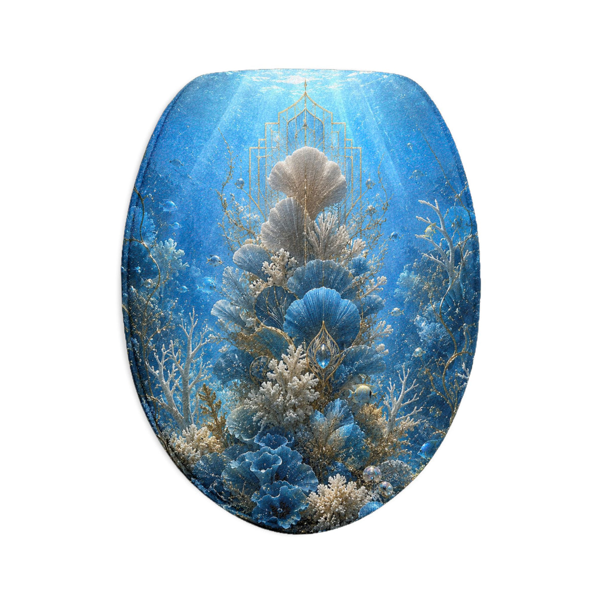 Underwater Coral Blue Bath Mat Set — 3-Piece Ocean Bathroom Rug Set