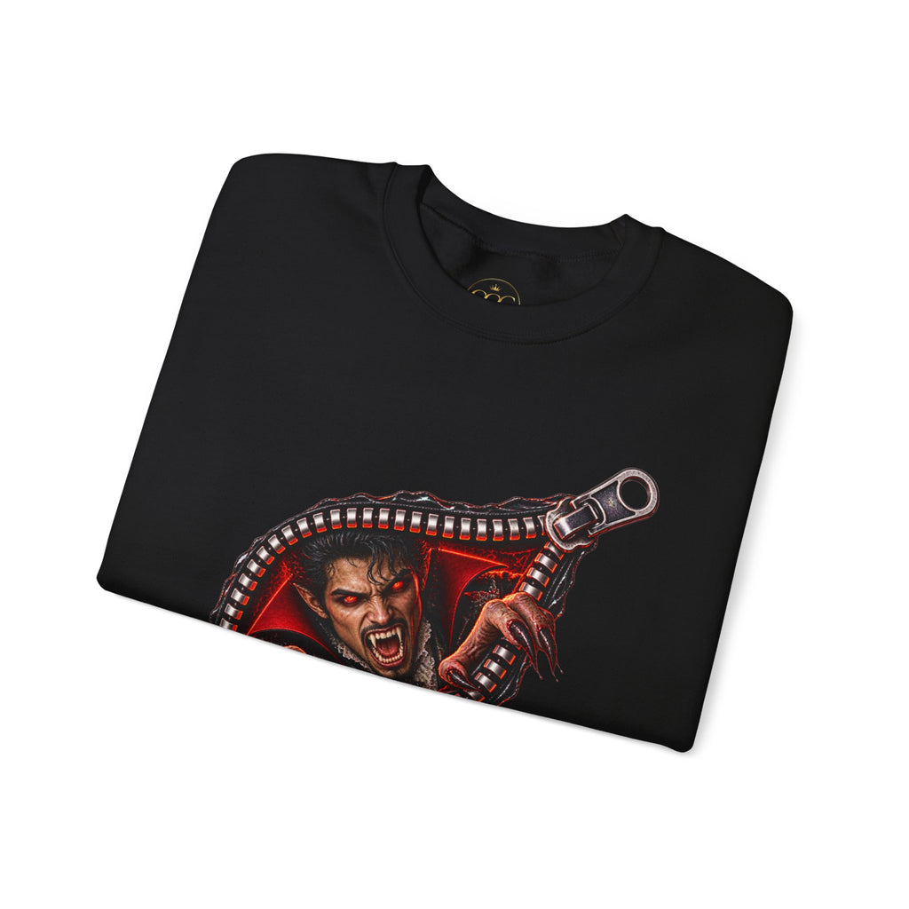 Vampire Zipper Men’s Sweatshirt | Front & Back Halloween Crewneck