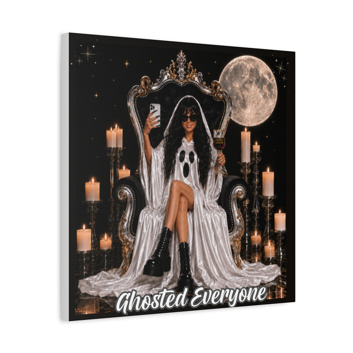 Personalized Ghosted Everyone Royal Throne Canvas – Custom 20″ × 20″ Wall Art