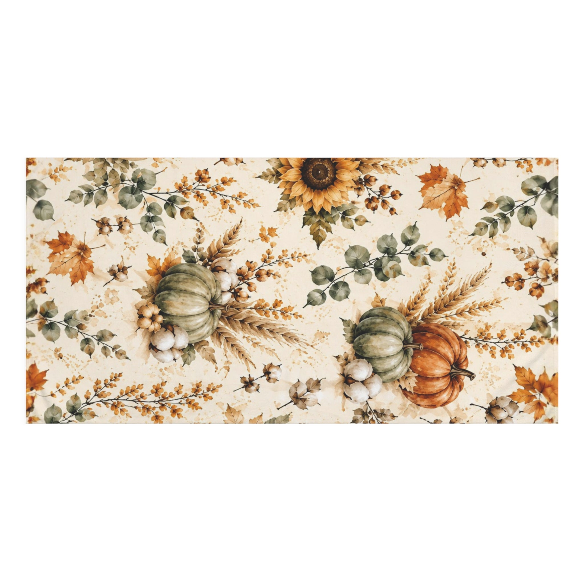 Autumn Harvest Bath Towel | Watercolor Pumpkin Sunflower Fall Bathroom Decor
