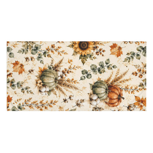 Autumn Harvest Bath Towel | Watercolor Pumpkin Sunflower Fall Bathroom Decor