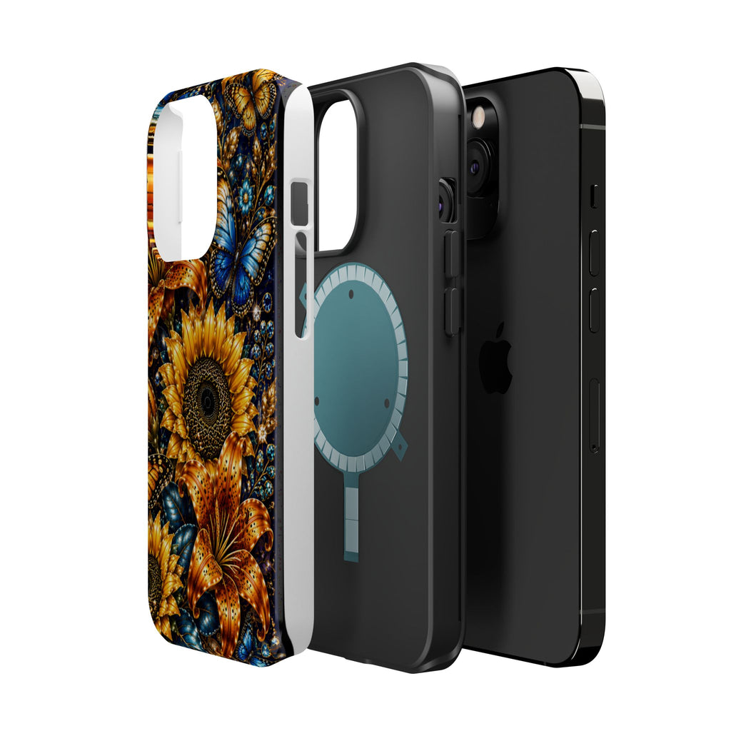 Sunflower & Blue Butterfly Magnetic Impact Phone Case