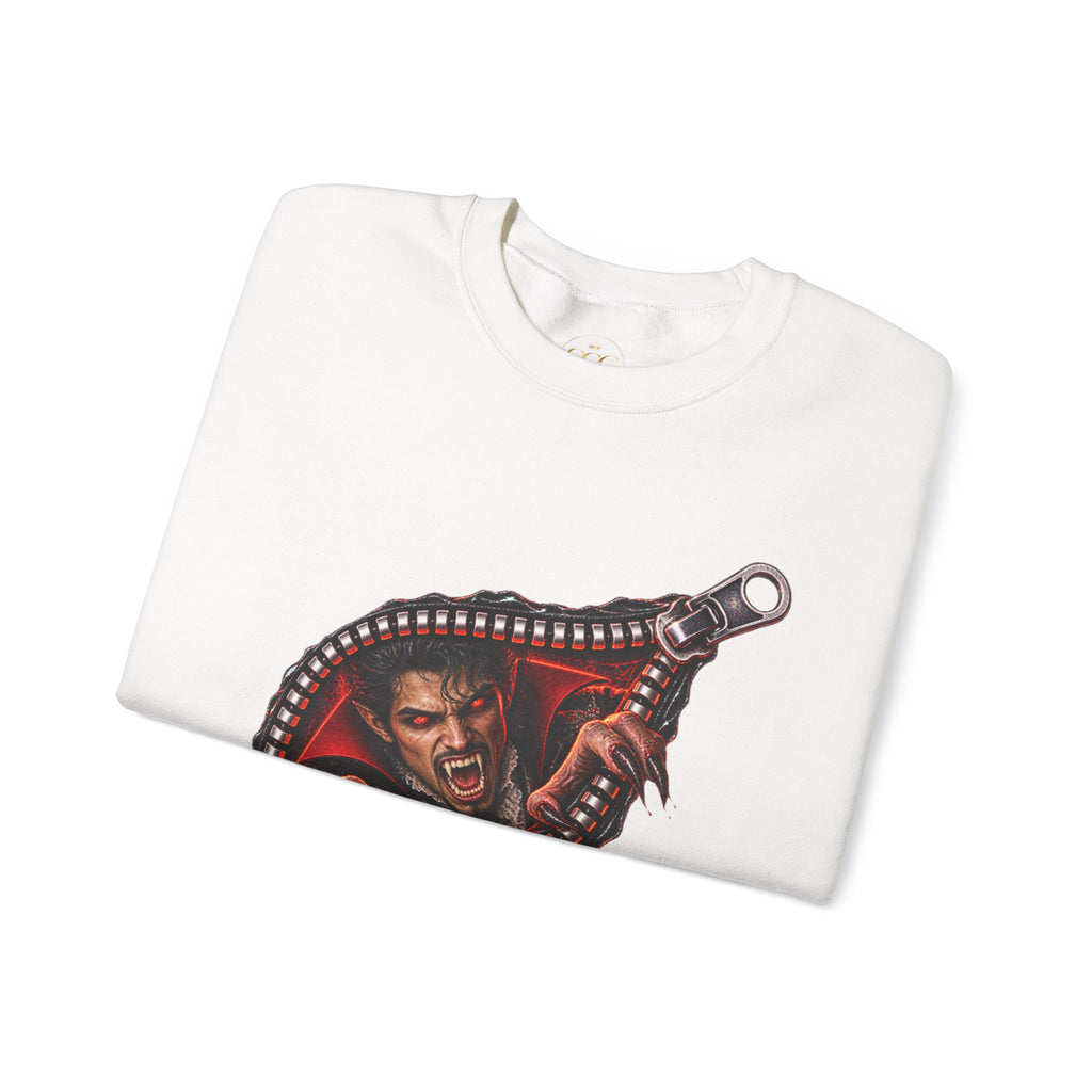 Vampire Zipper Men’s Sweatshirt | Front & Back Halloween Crewneck