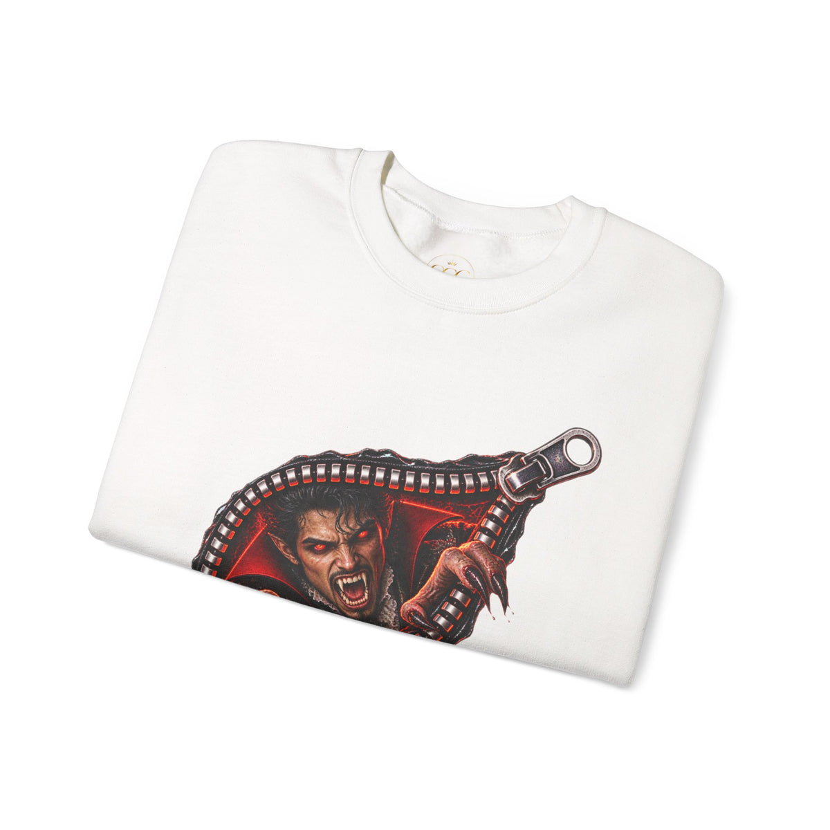 Vampire Zipper Men’s Sweatshirt | Front & Back Halloween Crewneck