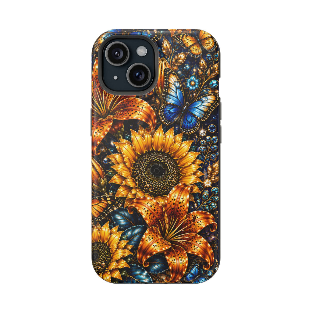 Sunflower & Blue Butterfly Magnetic Impact Phone Case