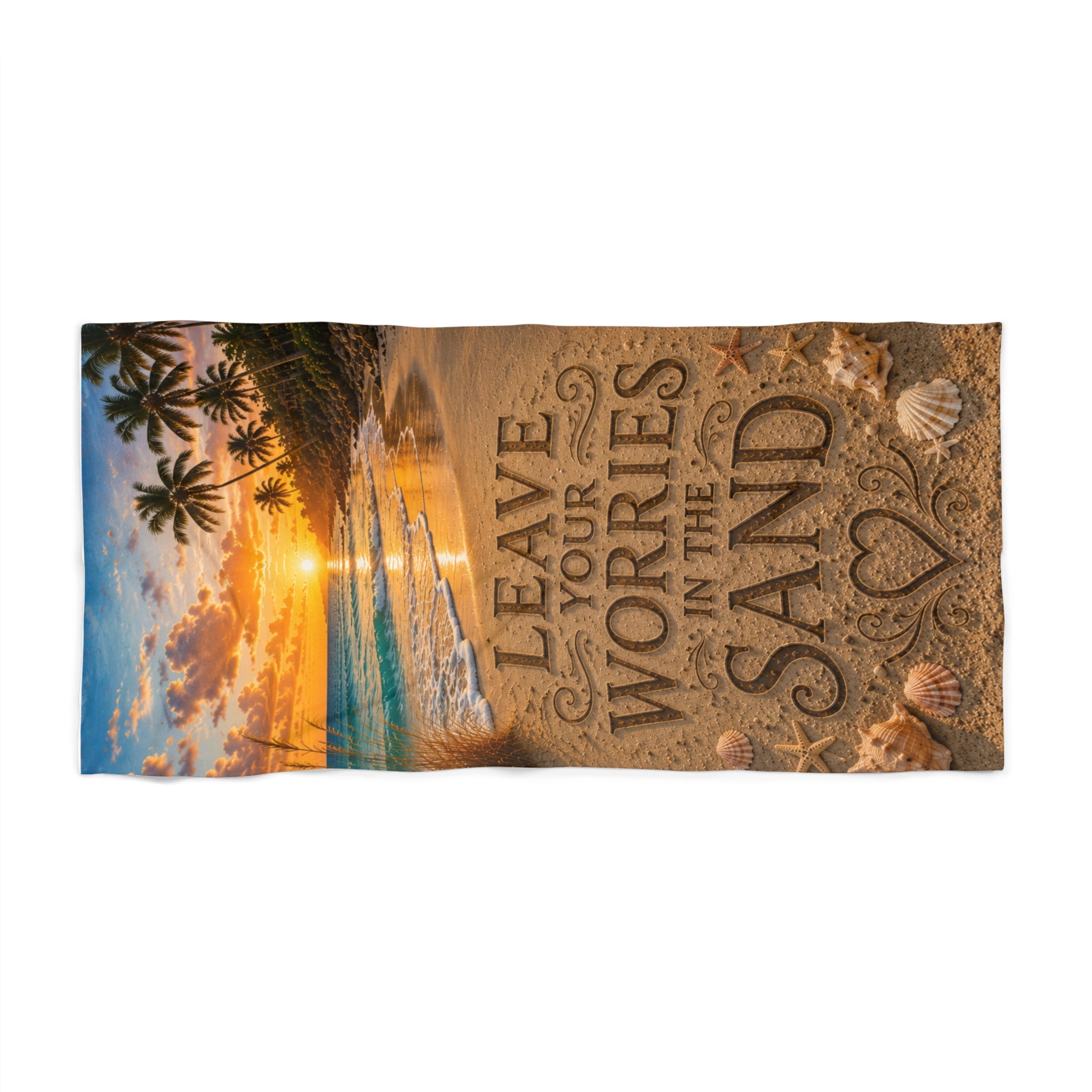 Leave Your Worries In The Sand | Luxury Beach Towel | Coastal Serenity Collection