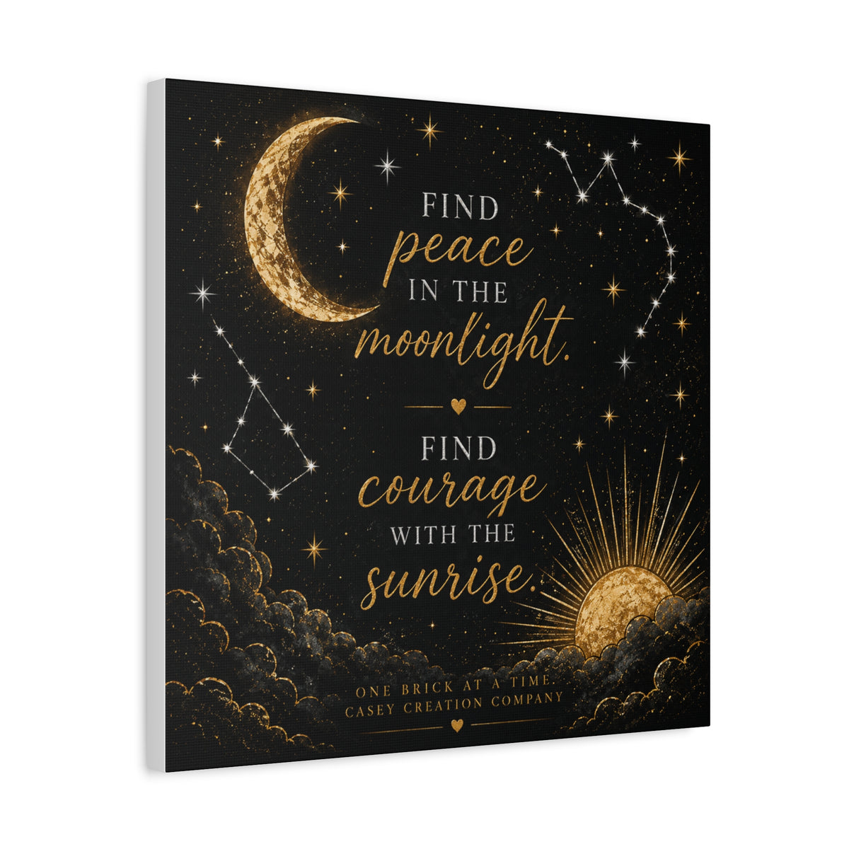 Moonlight & Sunrise Inspirational Canvas Wall Art — "Find Peace in the Moonlight, Find Courage with the Sunrise"