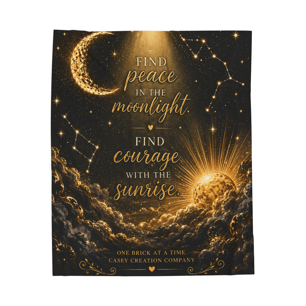 Moonlight & Sunrise Velveteen Plush Blanket - "Find Peace in the Moonlight, Find Courage with the Sunrise"