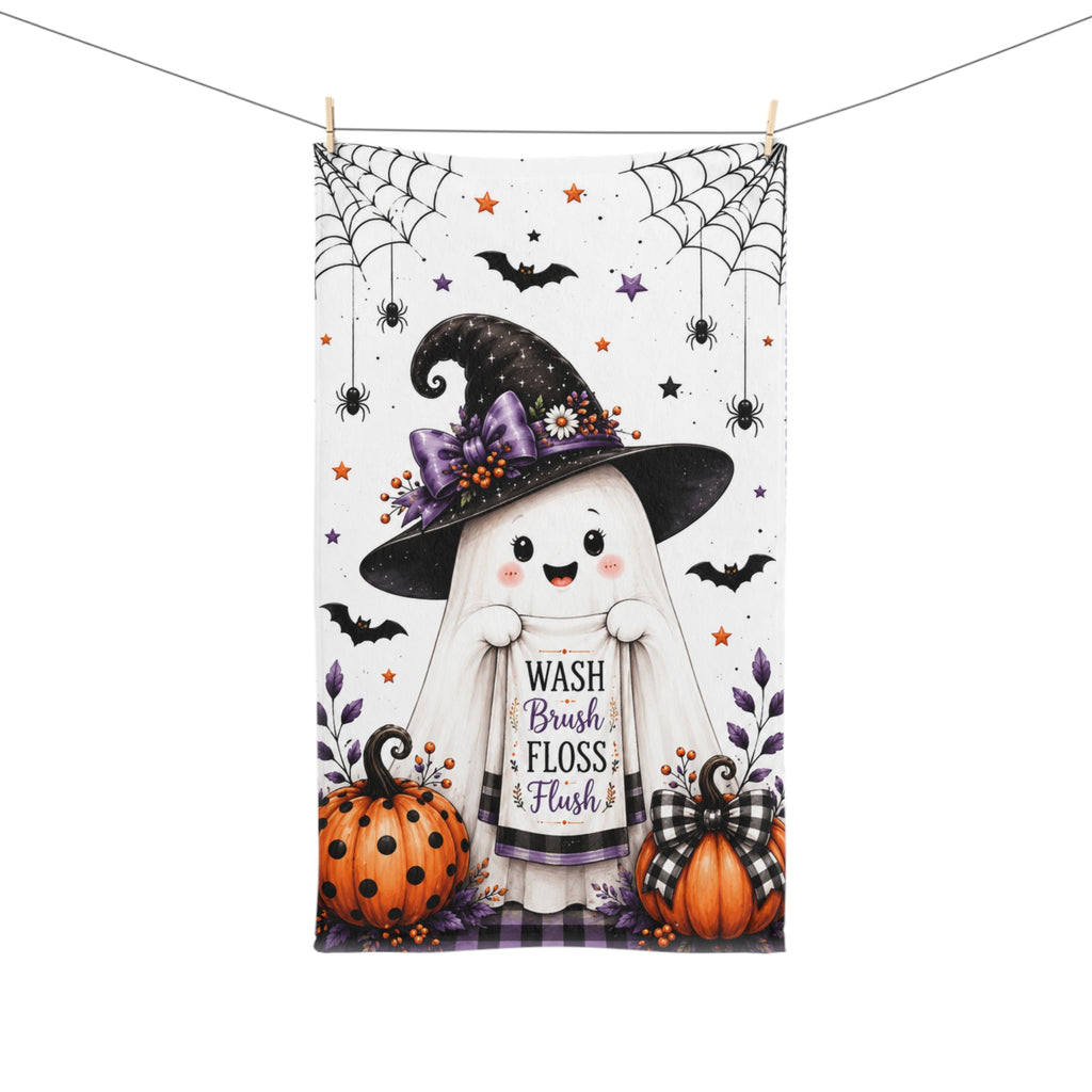 Happy Halloween Ghost Hand Towel | Halloween Bathroom Decor