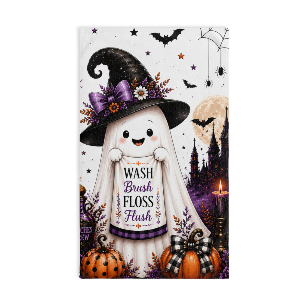 Halloween Ghost Wash Brush Floss Flush Hand Towel | Cute Halloween Bathroom Decor