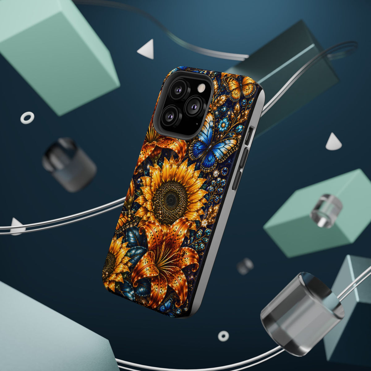 Sunflower & Blue Butterfly Magnetic Impact Phone Case