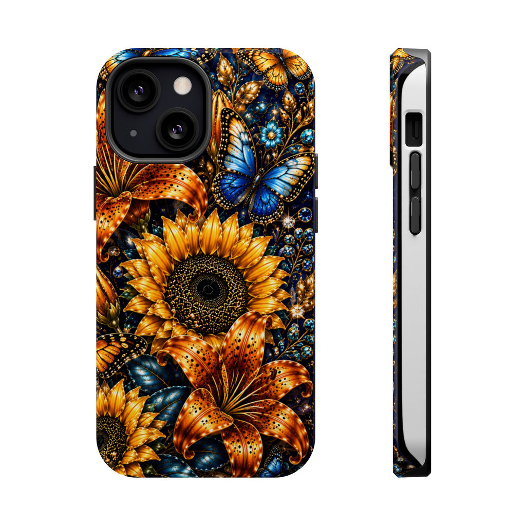 Sunflower & Blue Butterfly Magnetic Impact Phone Case