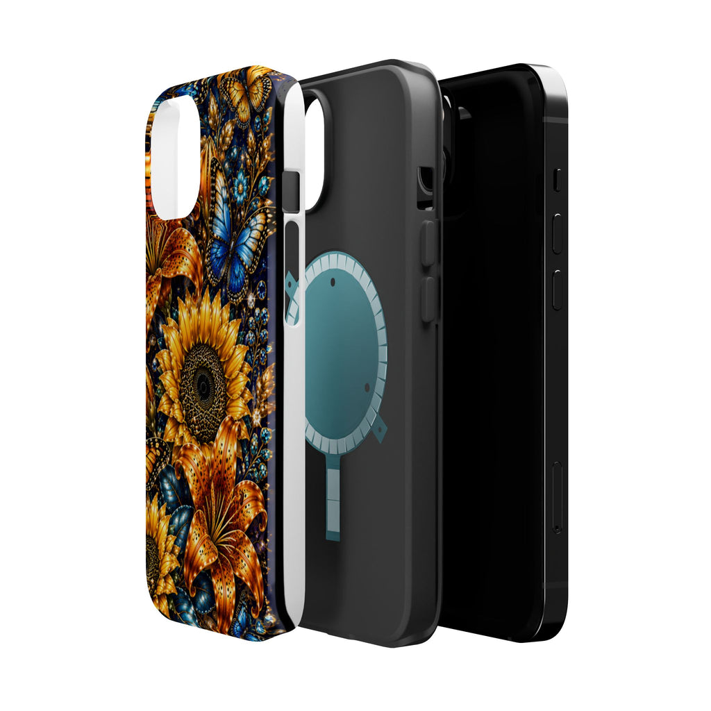 Sunflower & Blue Butterfly Magnetic Impact Phone Case