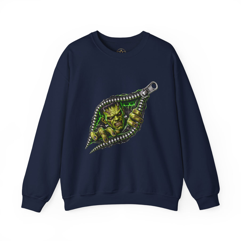 Frankenstein Zipper Halloween Graphic Sweatshirt
