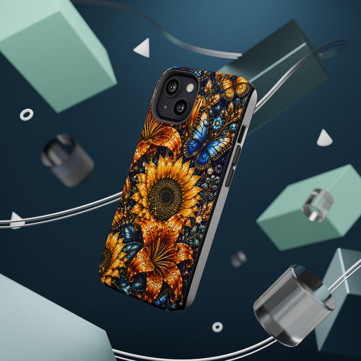 Sunflower & Blue Butterfly Magnetic Impact Phone Case