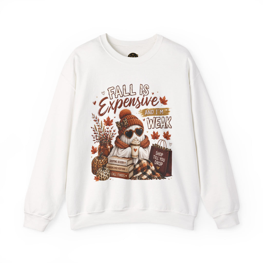 Fall Is Expensive Crewneck Sweatshirt – Cozy Autumn Skull & Pumpkin Fall Vibes