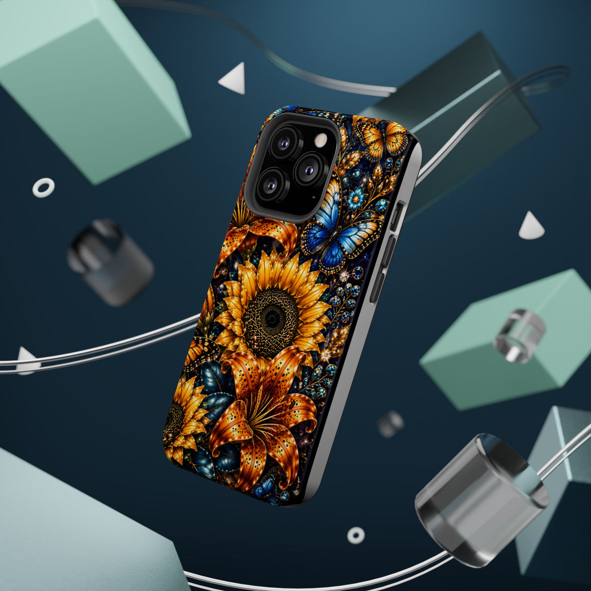 Sunflower & Blue Butterfly Magnetic Impact Phone Case