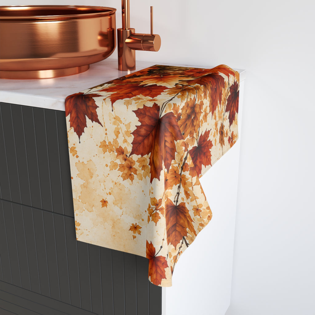 Autumn Maple Leaf Hand Towel | Fall Foliage Botanical Bathroom Decor