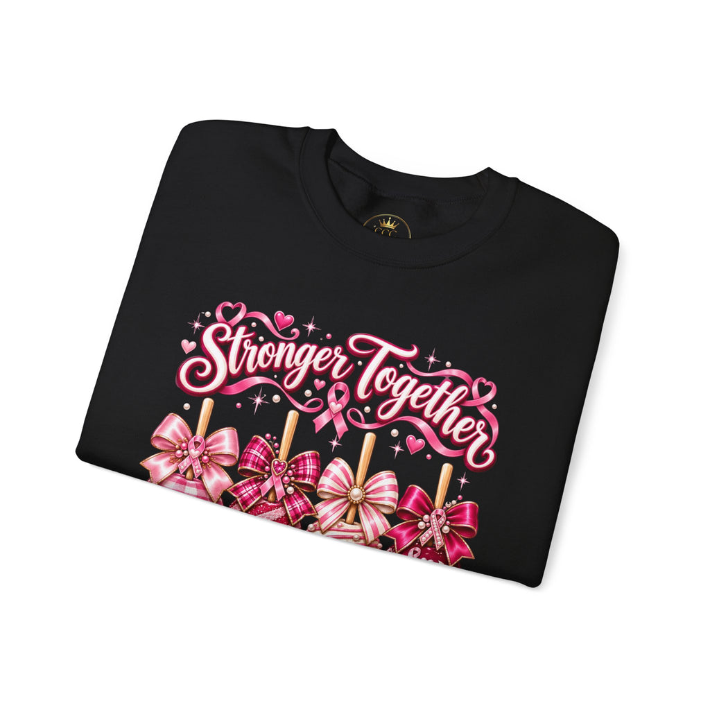 Stronger Together Sweatshirt – Pink Ribbon Candy Hearts Crewneck