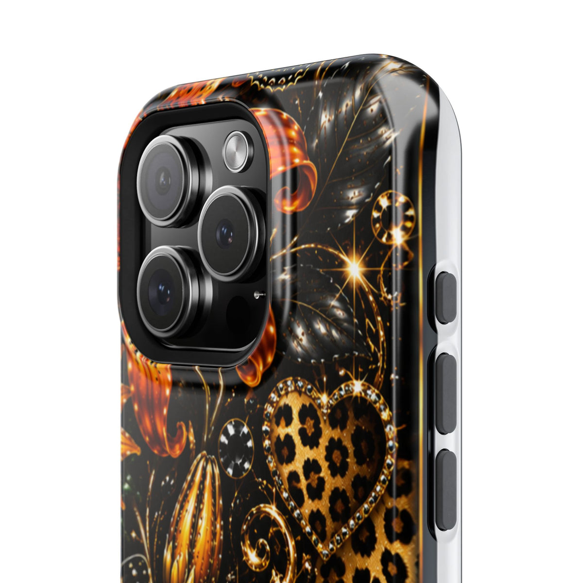 Floral Leopard Phone Case — Orange Lily Magnetic Impact-Resistant