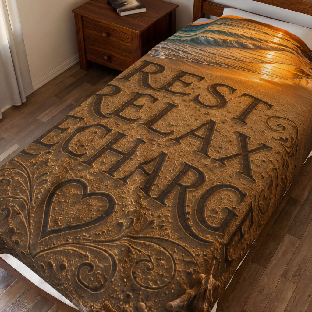 Rest • Relax • Recharge | Throw Blanket | Coastal Serenity Collection