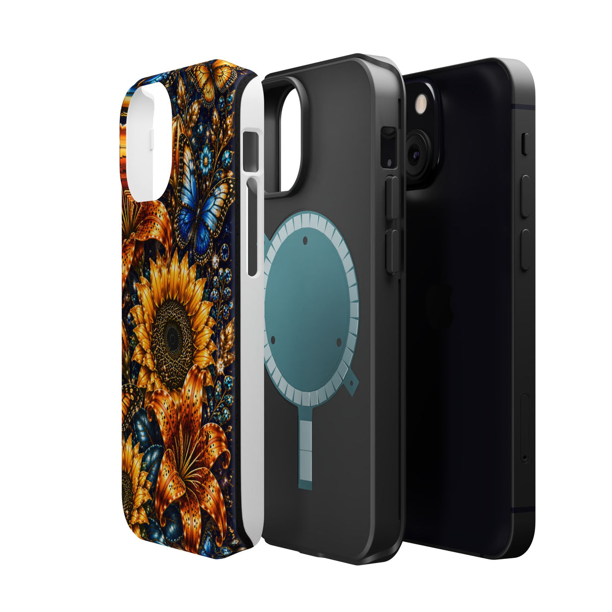 Sunflower & Blue Butterfly Magnetic Impact Phone Case