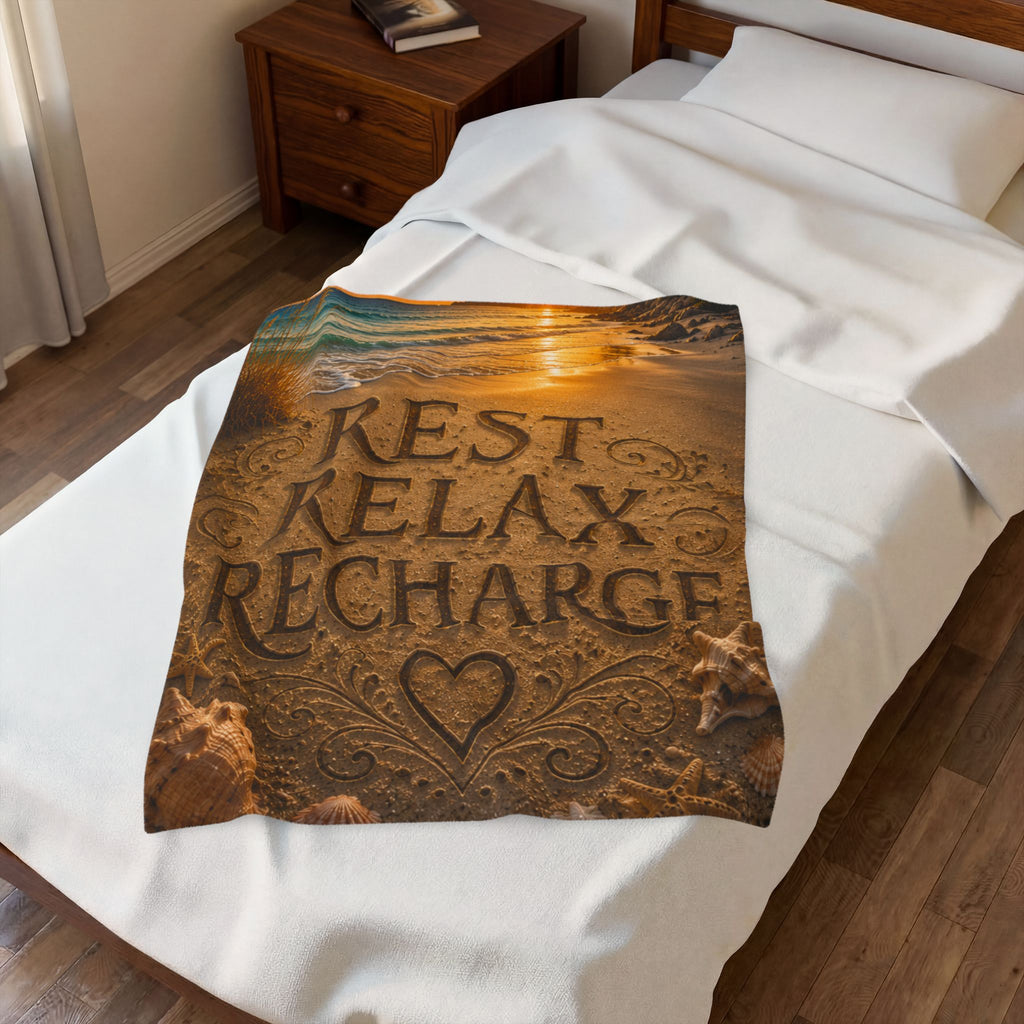 Rest • Relax • Recharge | Throw Blanket | Coastal Serenity Collection