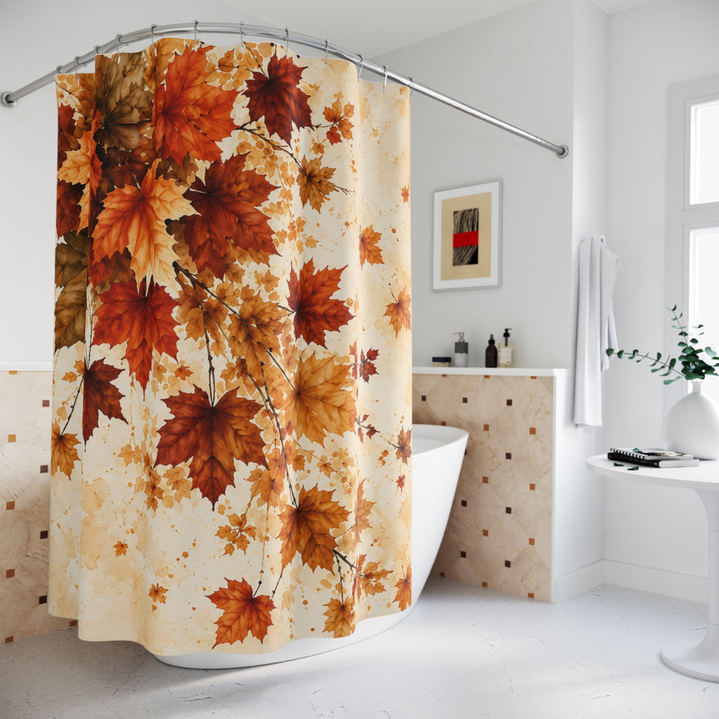 Autumn Maple Leaf Shower Curtain | Fall Foliage Botanical Bathroom Decor