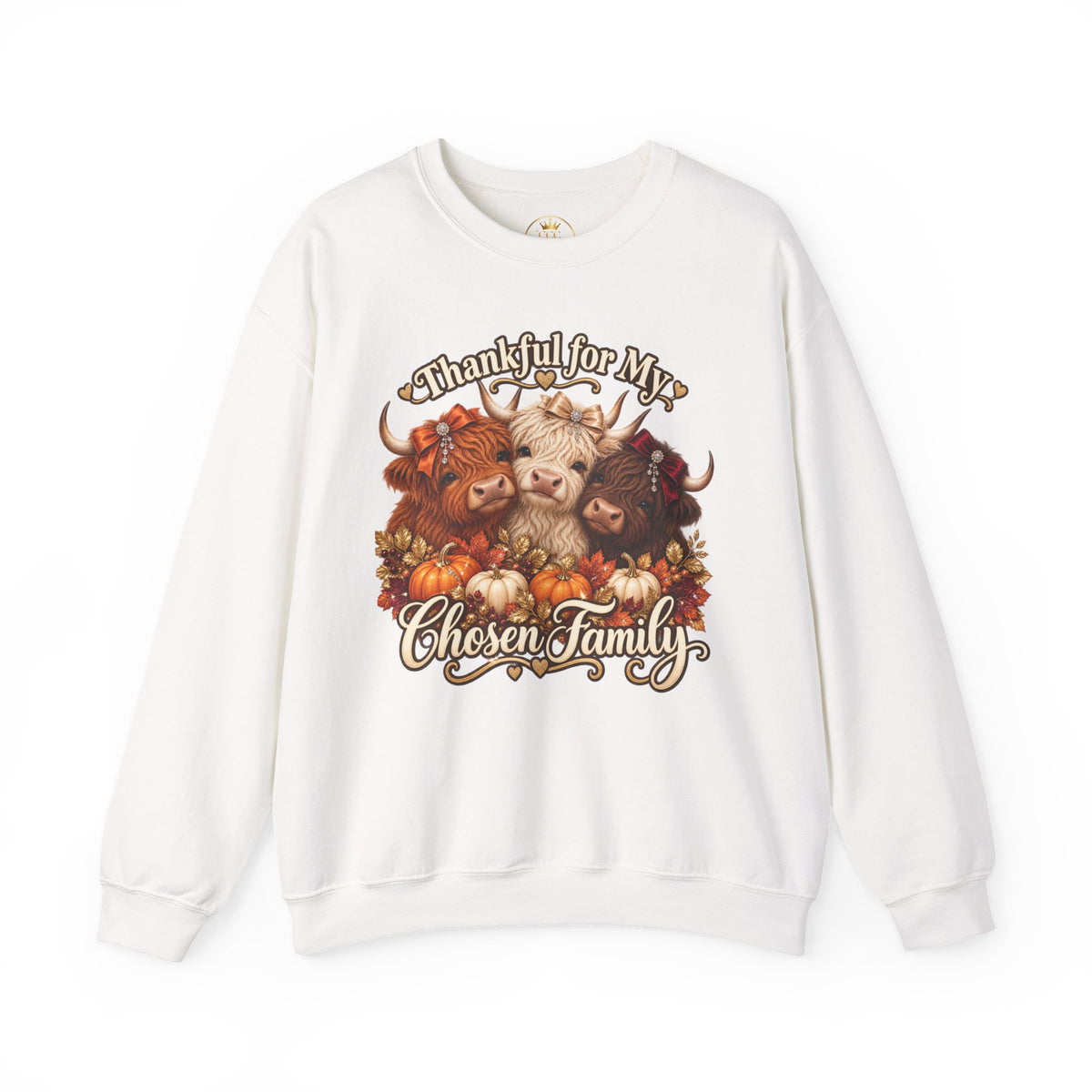 Thankful for My Chosen Family Highland Cow Sweatshirt