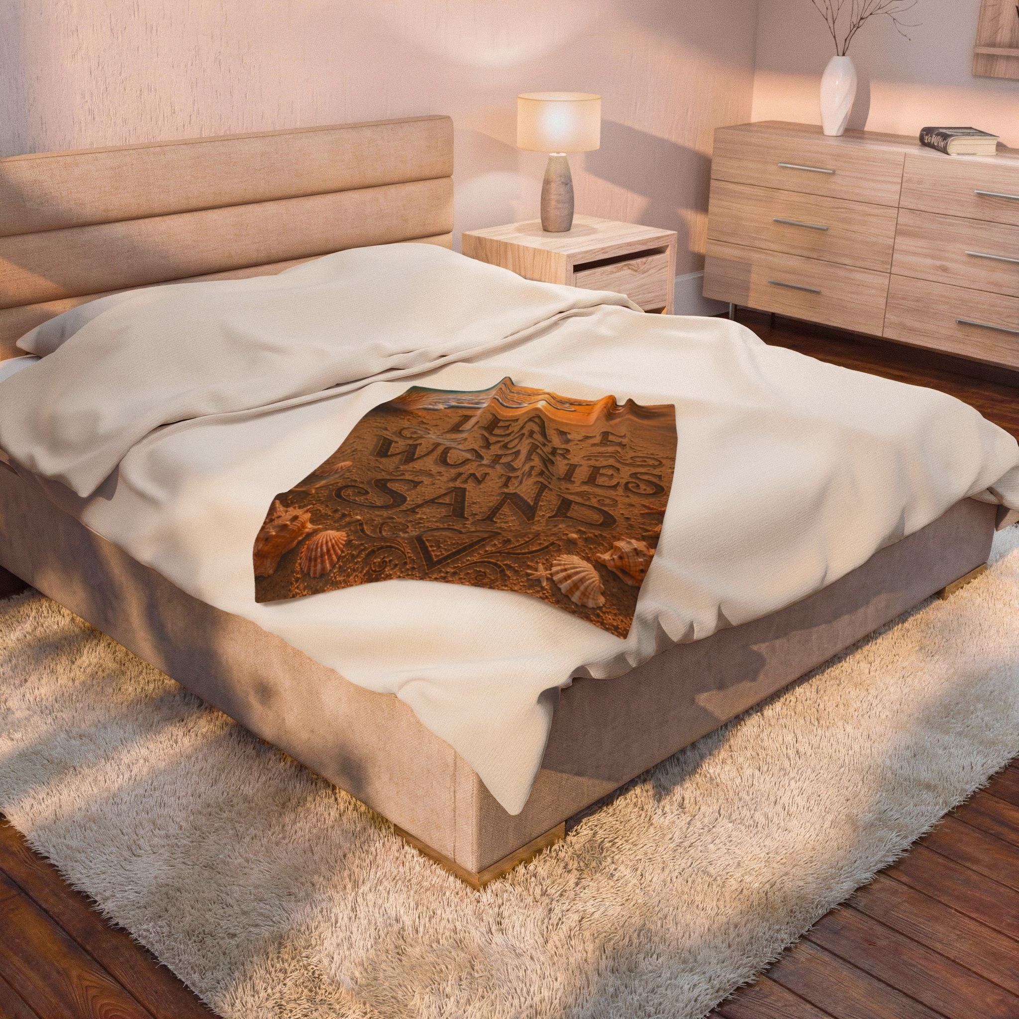 Leave Your Worries In The Sand | Throw Blanket | Coastal Serenity Collection