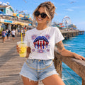 Red White & Blue Patriotic Lips Graphic Tee | USA Summer Shirt