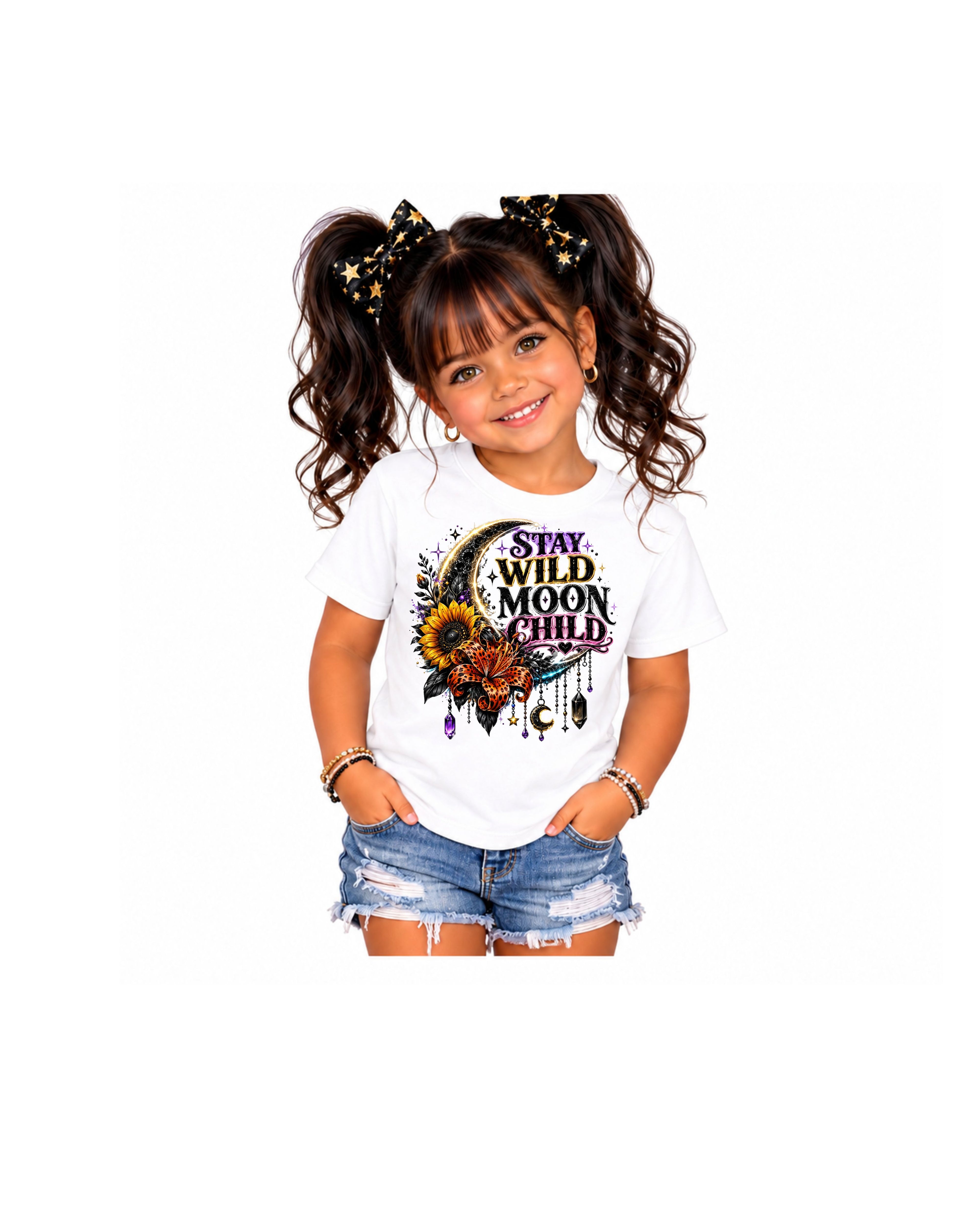 Toddler Tee — "Stay Wild Moon Child" Floral Moon Graphic