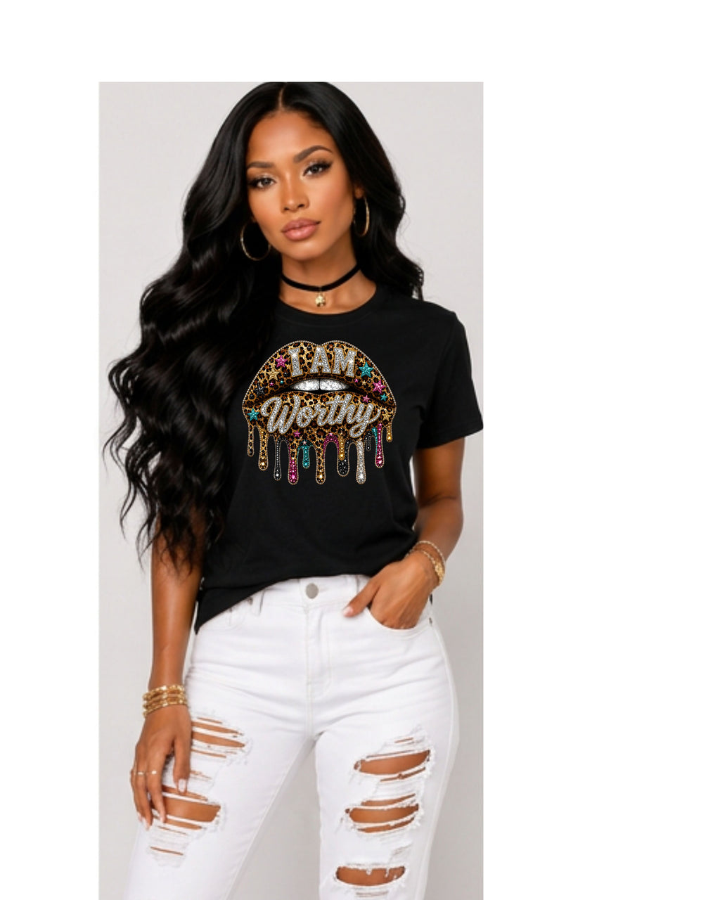 I Am Worthy Drip Lips Graphic Tee